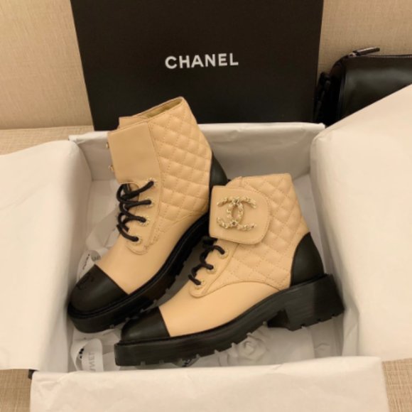 chanel beige boots
